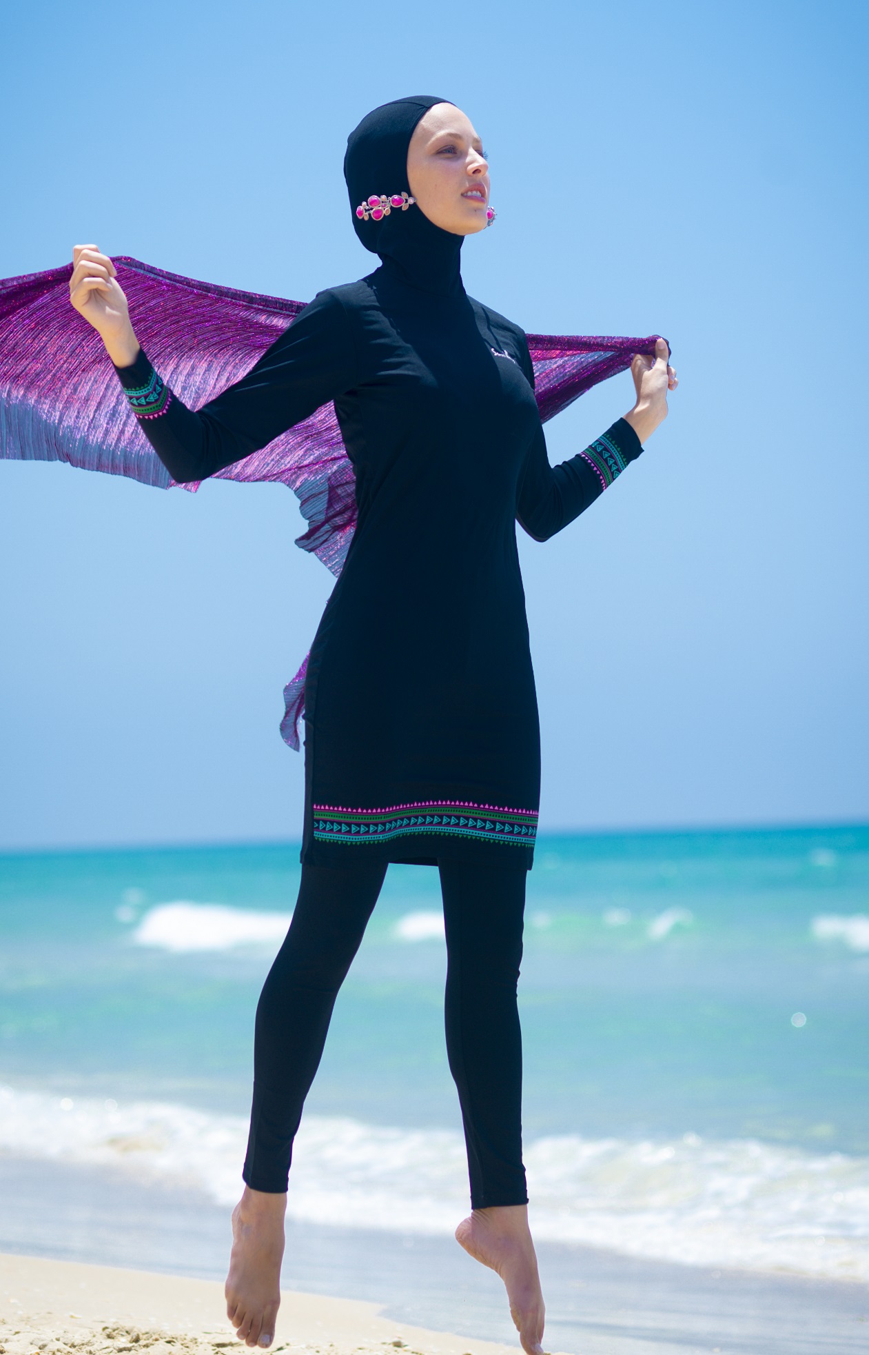 Womens Modest Swimwear Islamic Burkini Plus Sizes Longs Sleeves Swimsuit UK Made 