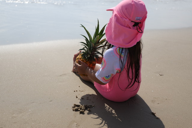 Girl's Pink hat and Sun Protective Swimwear 132