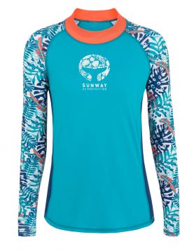 Women's Long Sleeves Rashguard UV Swim Shirt Tropical